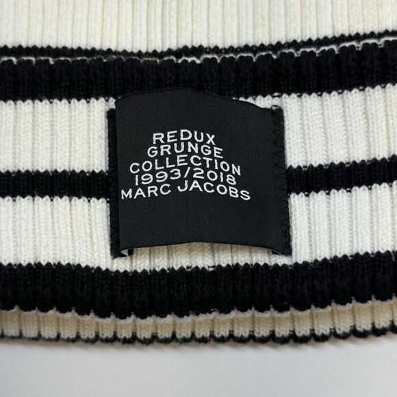 Marc Jacobs Redux Grunge Collection 1993/2018 Black & White Strip Beanie Hat main image 4